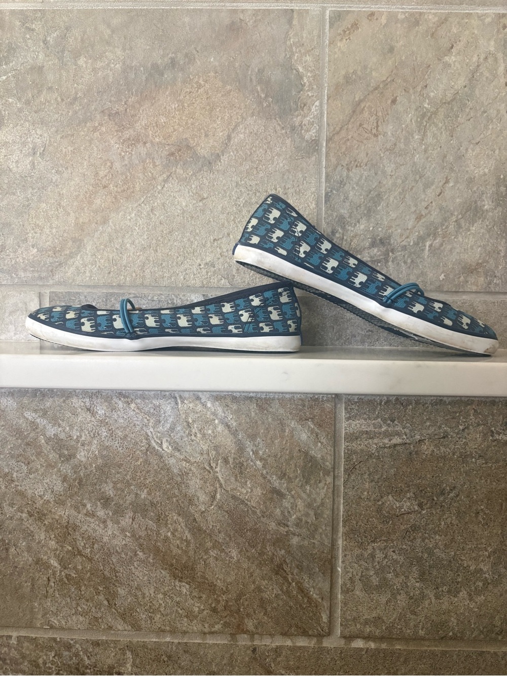 Keds Eleanor Blue Teal Elephant-Print Slip-On Sneakers